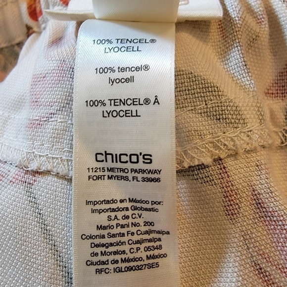 Chico's size 1 (8-10) ankle cream color with floral pants. Has matching belt. - Picture 5 of 15